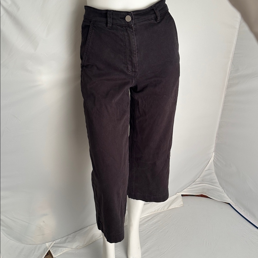 Everlane black cropped wide leg five pocket jeans